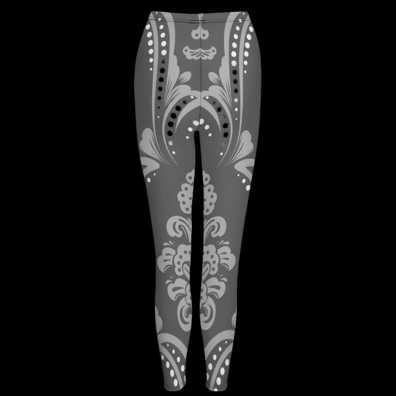 Grey Lace Print Women's High-Waist Legging