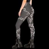 Contrast Lace Print Women's High-Waist Legging