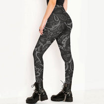 Gray Paisley Women's High-Waist Leggings