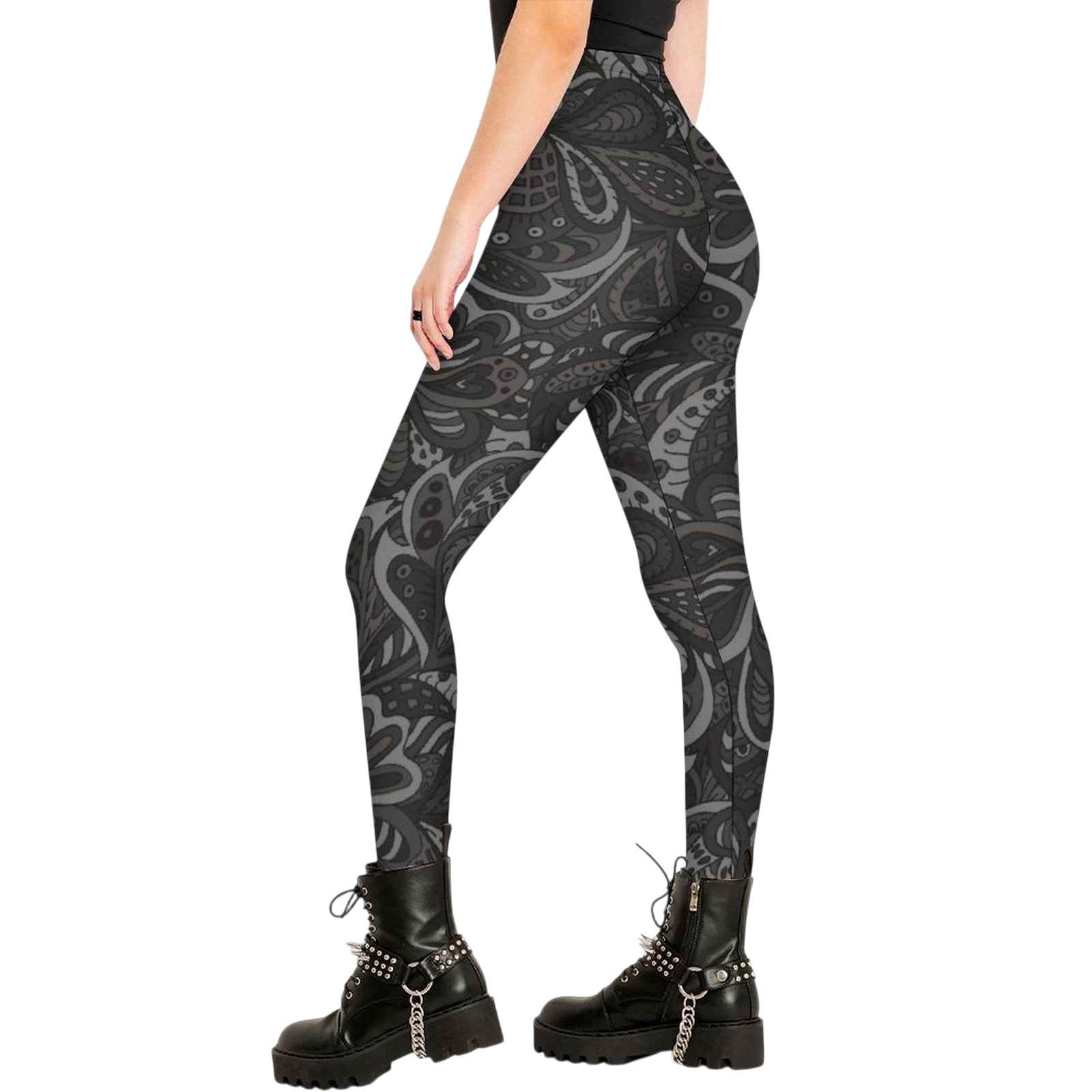 Black Paisley Women's High-Waist Legging