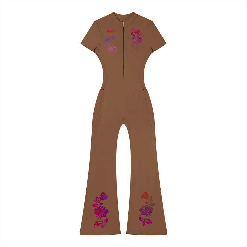 Women’s Tight Flared Leg Quarter-Zip Jumpsuit