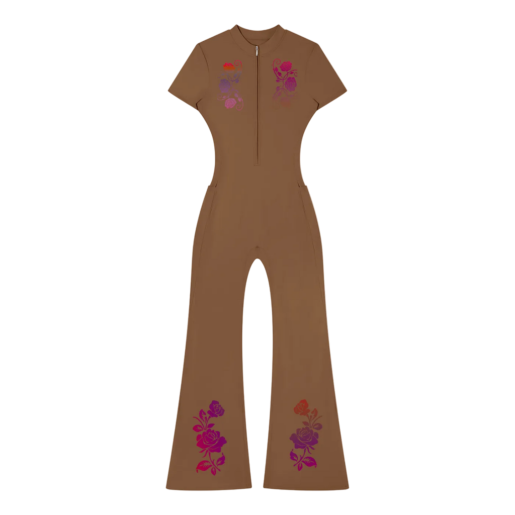 Women’s Tight Flared Leg Quarter-Zip Jumpsuit