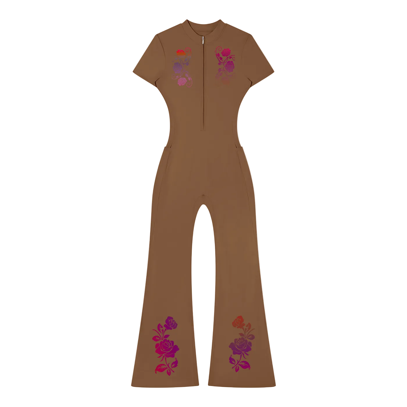 Women’s Tight Flared Leg Quarter-Zip Jumpsuit