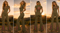 Flamenco Flared Leg Quarter-Zip Jumpsuit