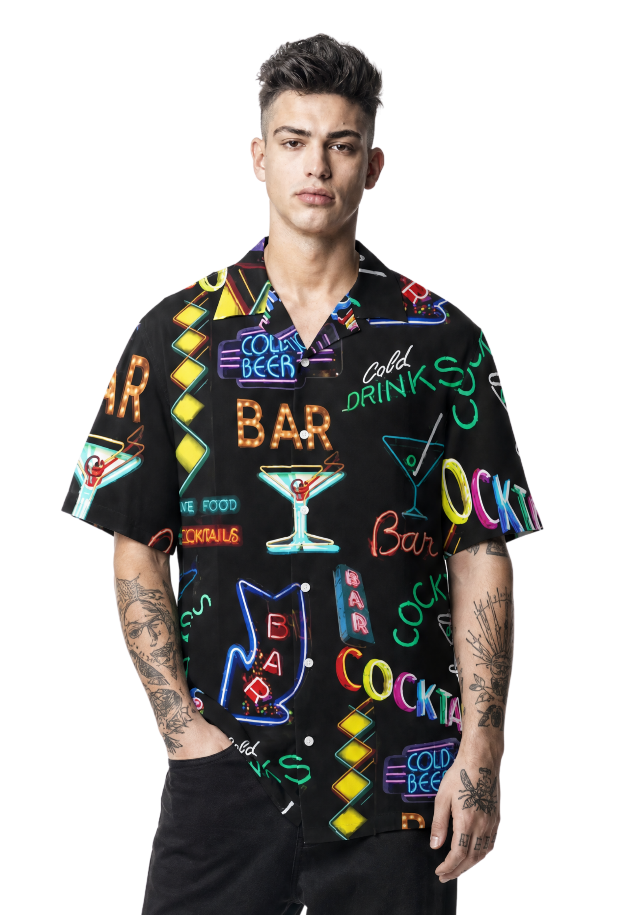 Neon Cocktails Men's Hawaiian Shirt