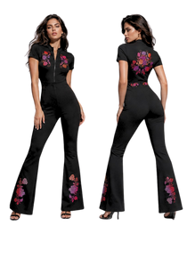 Flamenco Flared Leg Quarter-Zip Jumpsuit