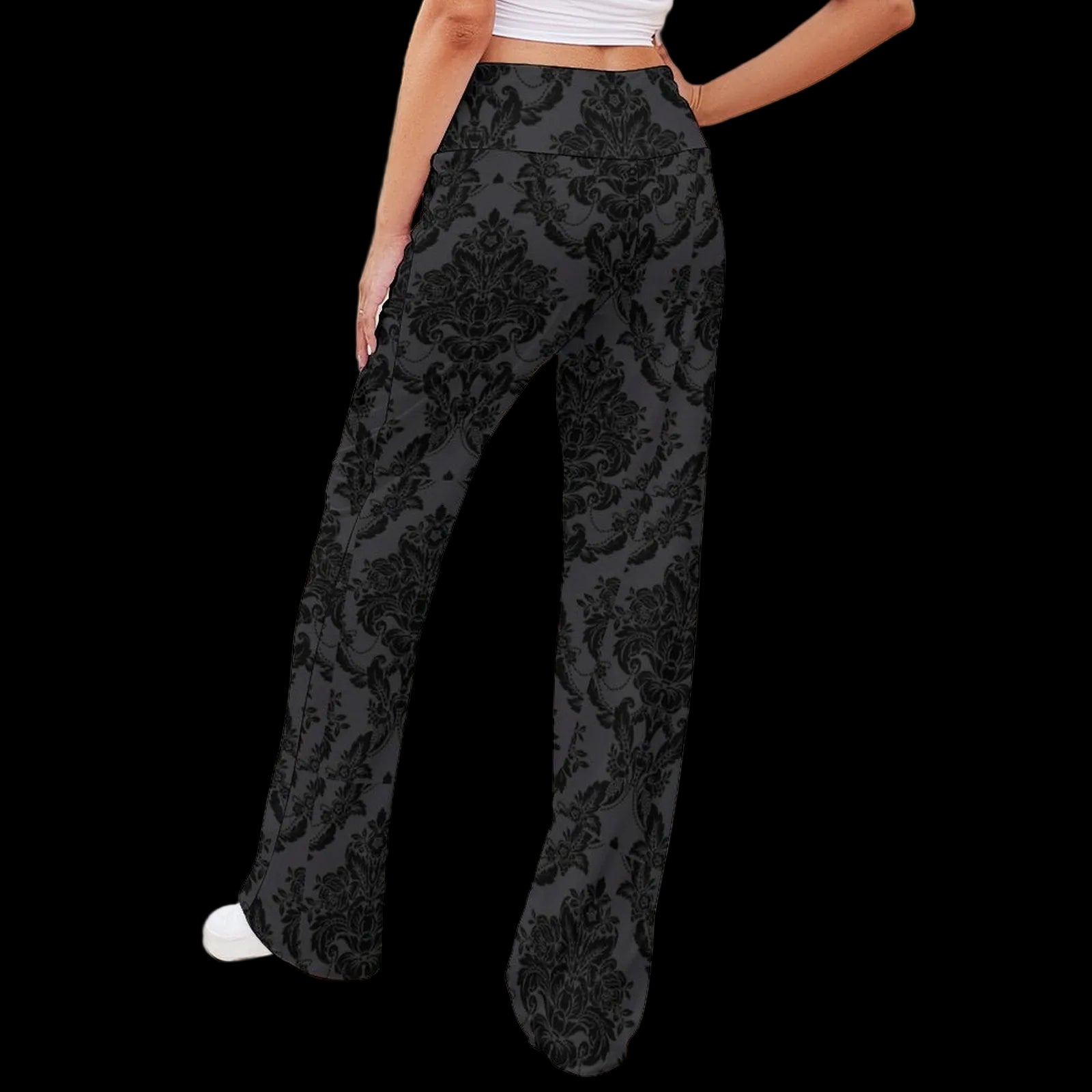 Damask Charcoal Women's Straight-leg Pants