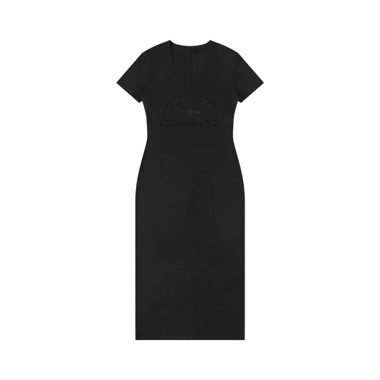 Women's V-Neck Short Sleeve Maxi Dress