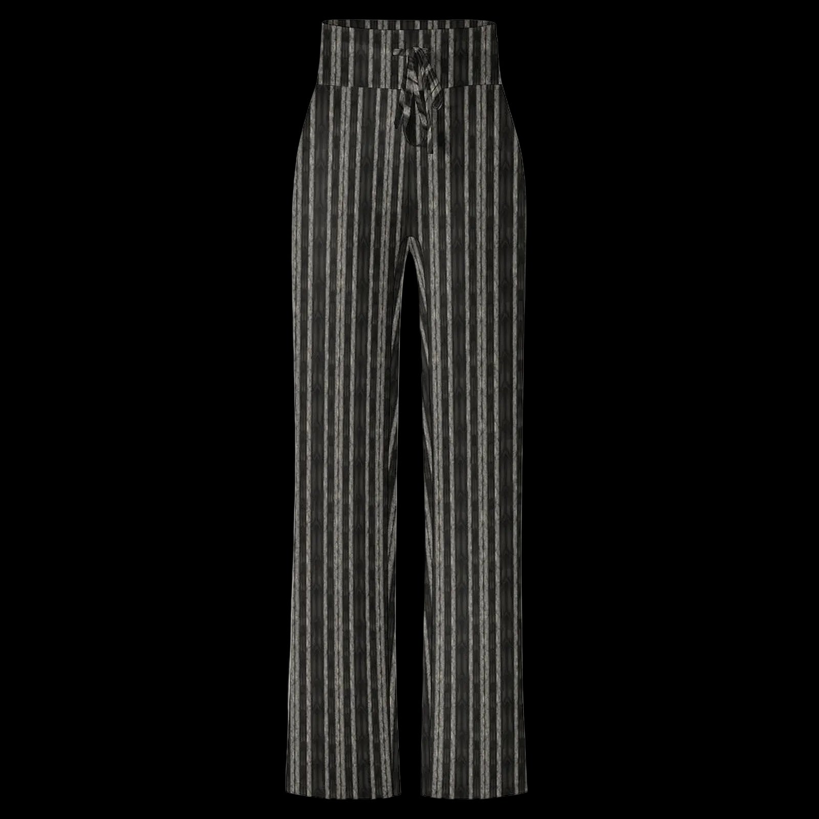 Black & Charcoal Pinstripe Women's Drawstring Lounge Pants