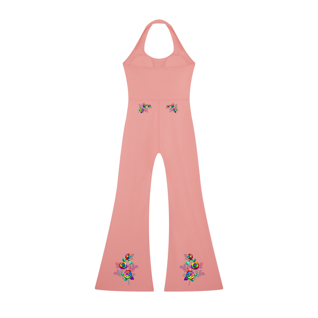 Grafitti Rose Women’s Halter Flared Jumpsuit