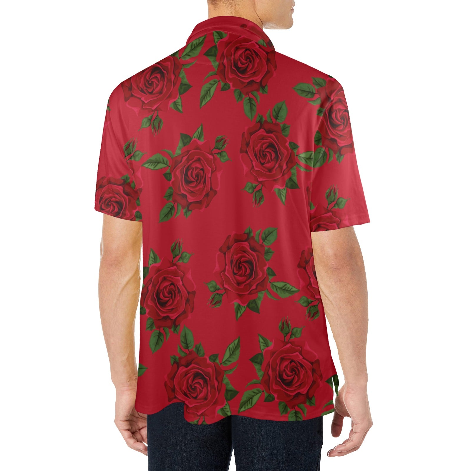 Rose Polo Men's All Over Print Polo Shirt (Model T55)