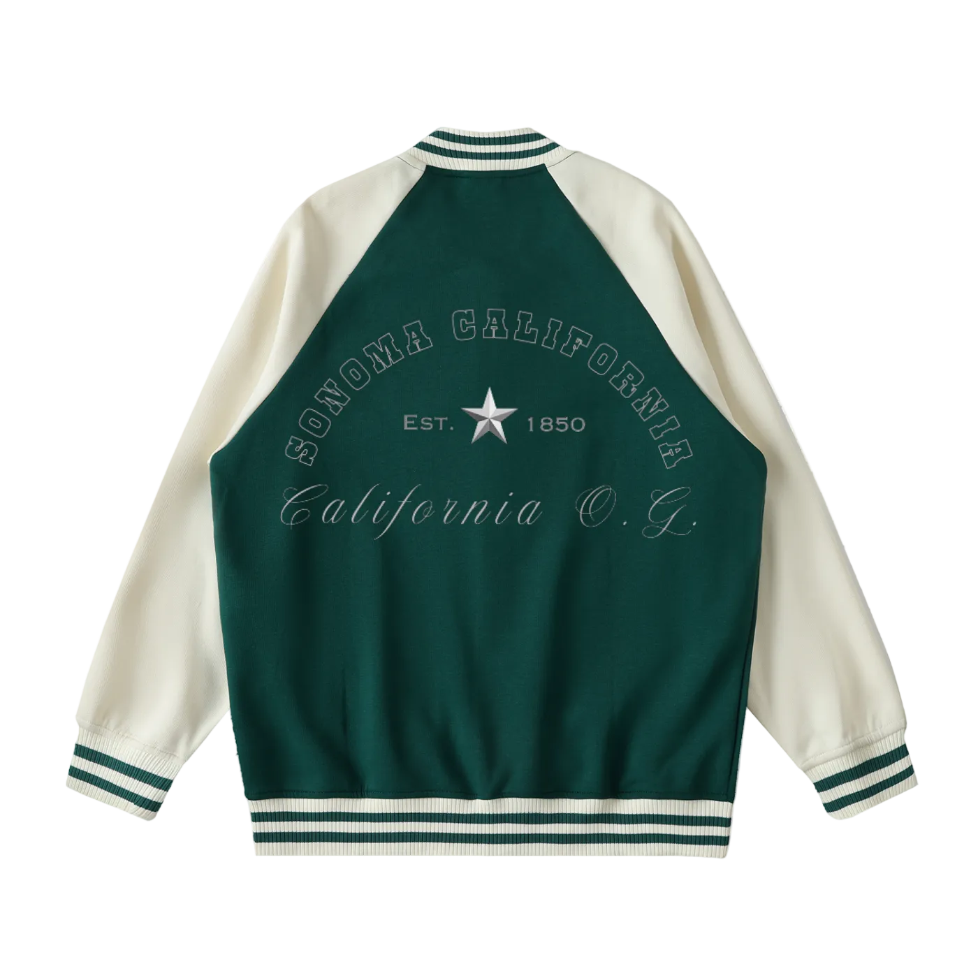 Sonoma California O.G. Collegiate Two Tone Raglan Sleeve Varsity Jacket