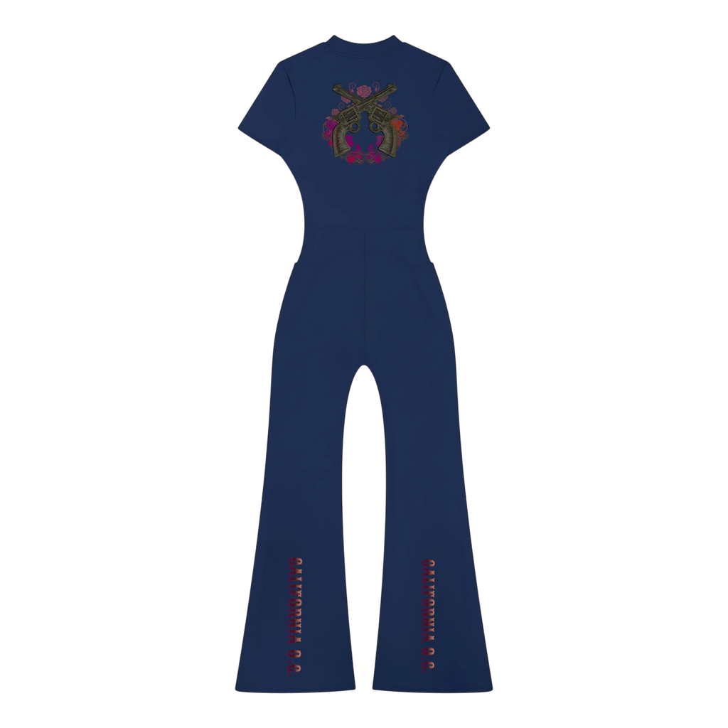 Women’s Tight Flared Leg Quarter-Zip Jumpsuit
