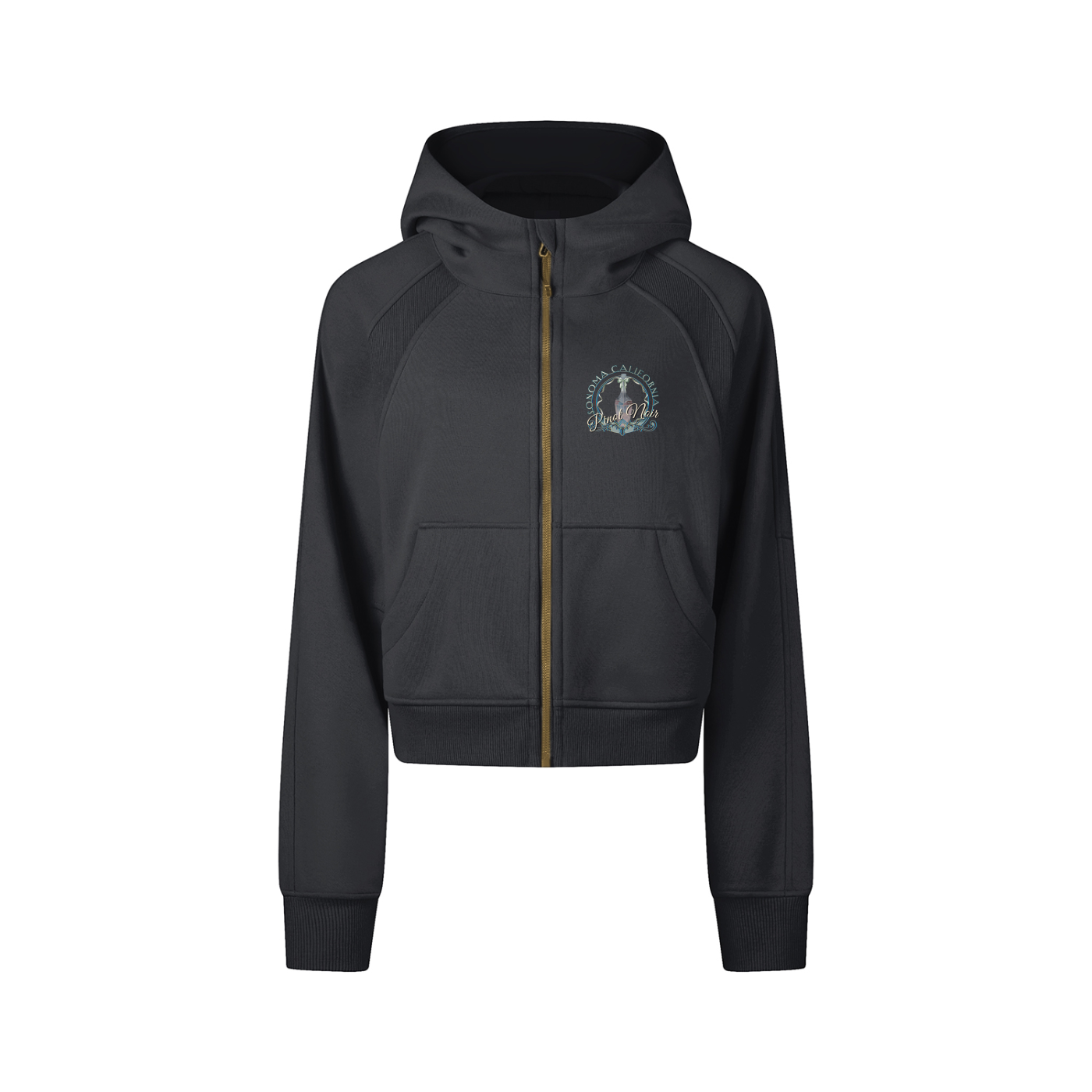 Sonoma County Monochrome Emblem Cropped Zip-Through Hoodie Main image