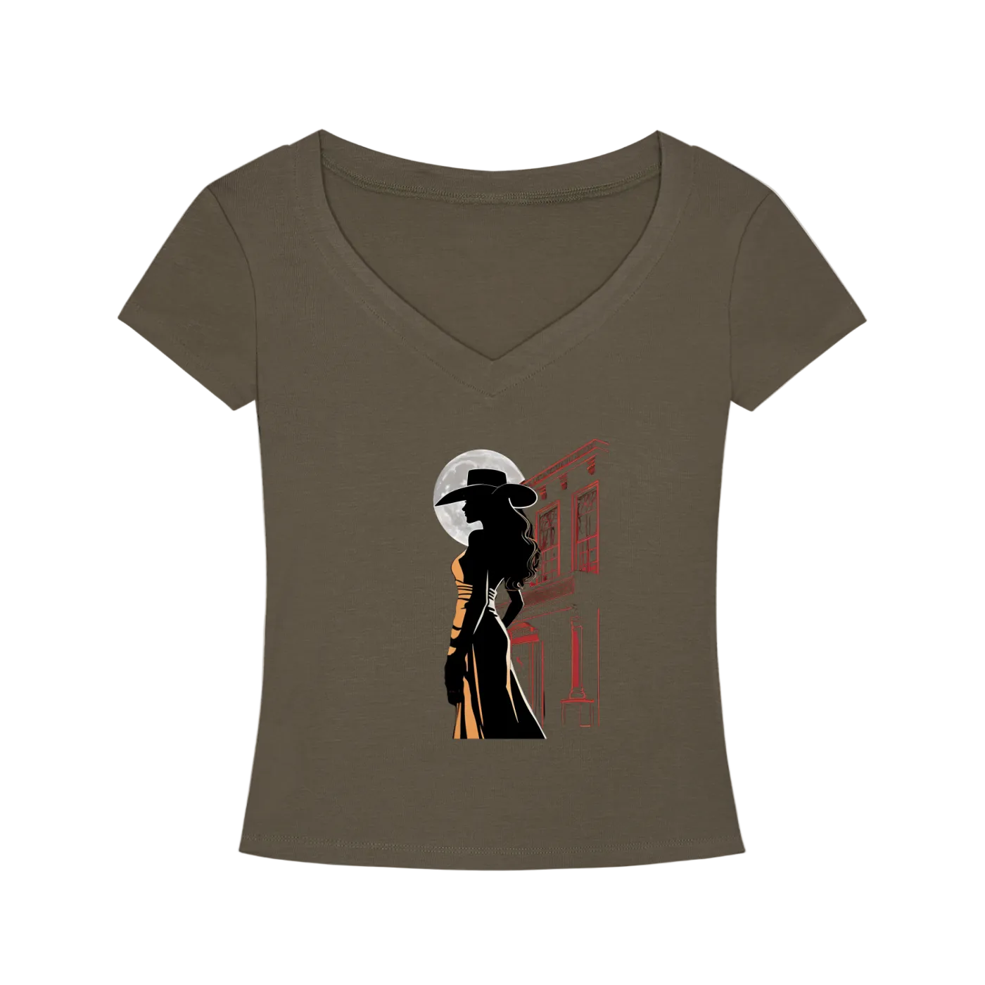 Saloon Silhouette V-Neck T-Shirt