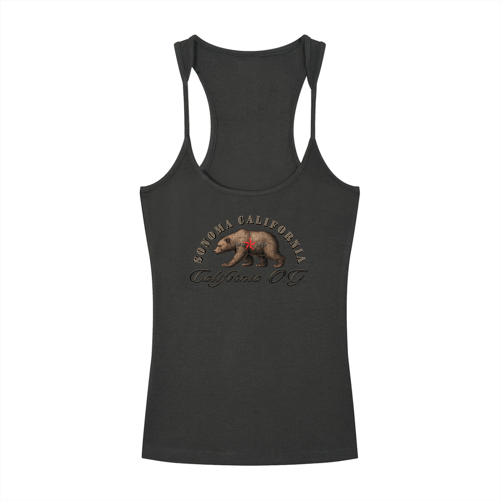 California O.G. Bear  Ribbed Racerback Tank Top