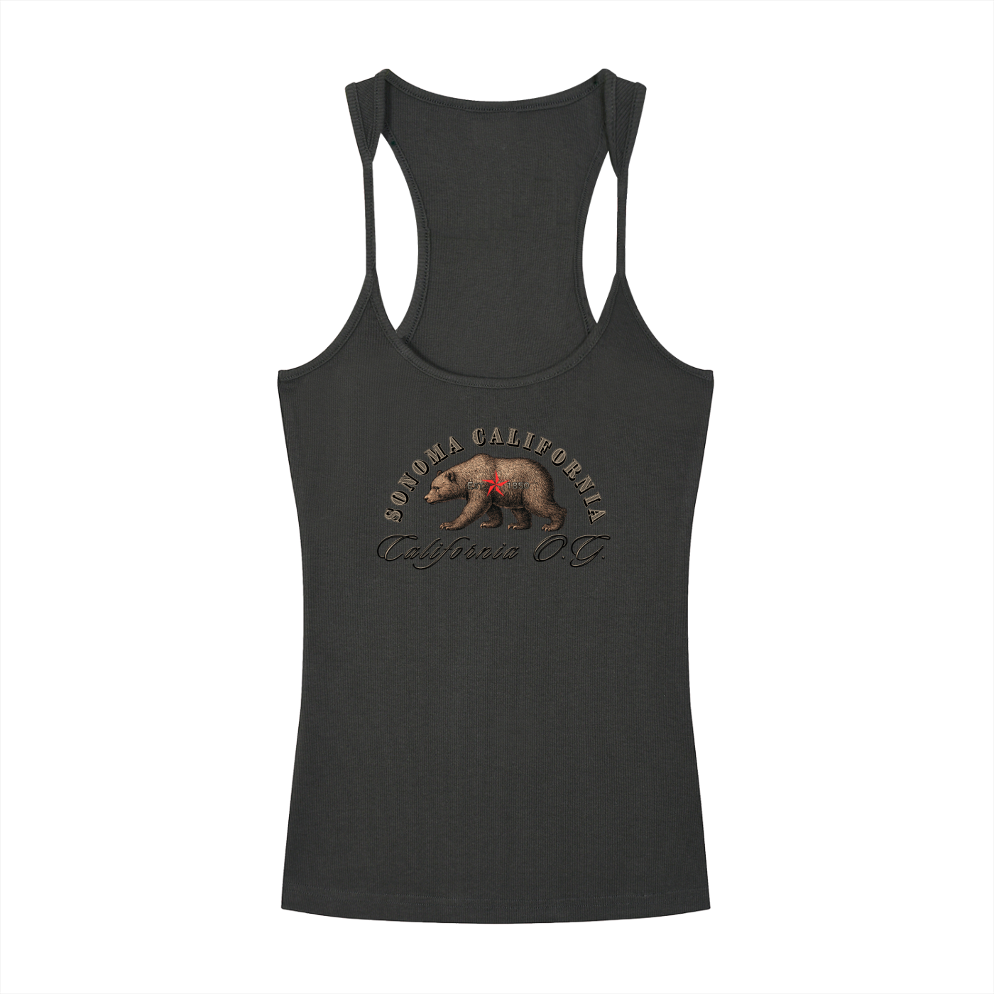 California O.G. Bear  Ribbed Racerback Tank Top