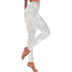 Pearl White Damask Women's Low Rise Leggings