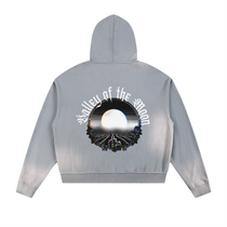 Valley of the Moon Sun Fade Frayed Raw Edge Fleece Zip Hoodie