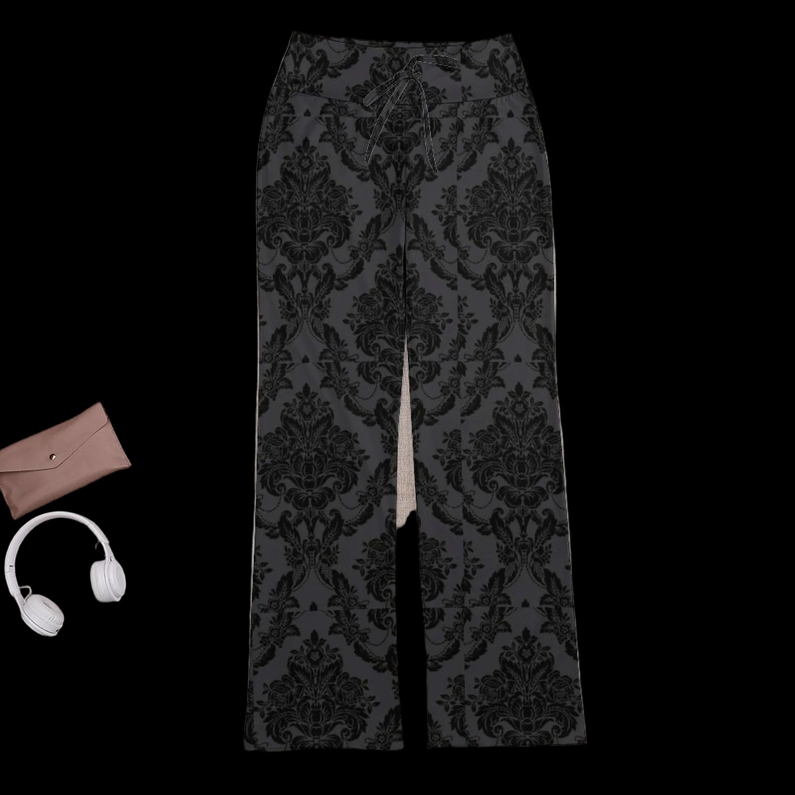 Damask Charcoal Women's Straight-leg Pants