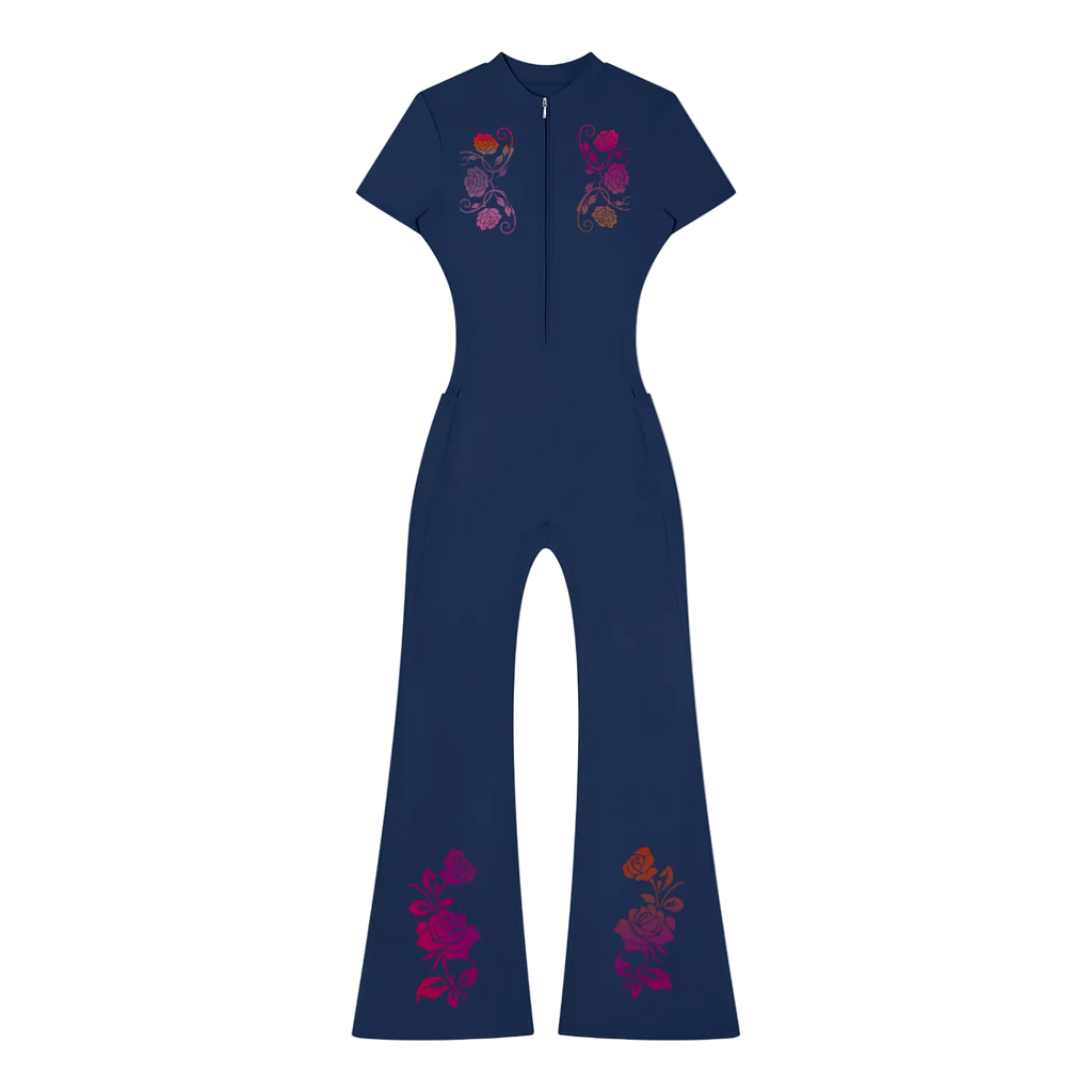Women’s Tight Flared Leg Quarter-Zip Jumpsuit