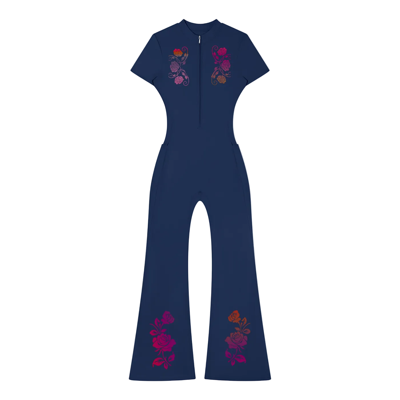 Women’s Tight Flared Leg Quarter-Zip Jumpsuit