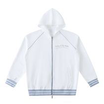 Striped Trim Zip-Up Hoodie