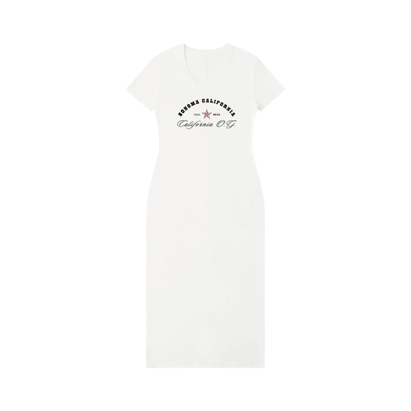 California O.G. V-Neck Short Sleeve  Dress
