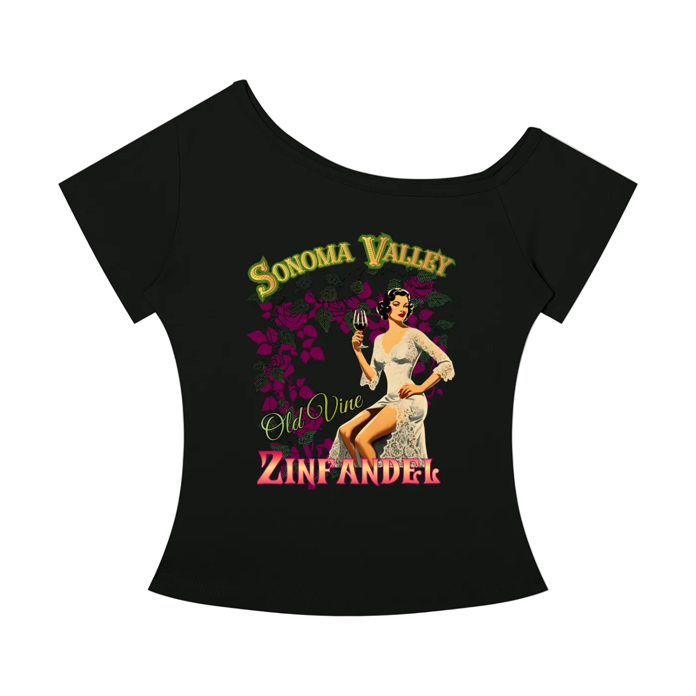Old Vine Zinfandel Women’s Off-the-Shoulder T-Shirt Main image