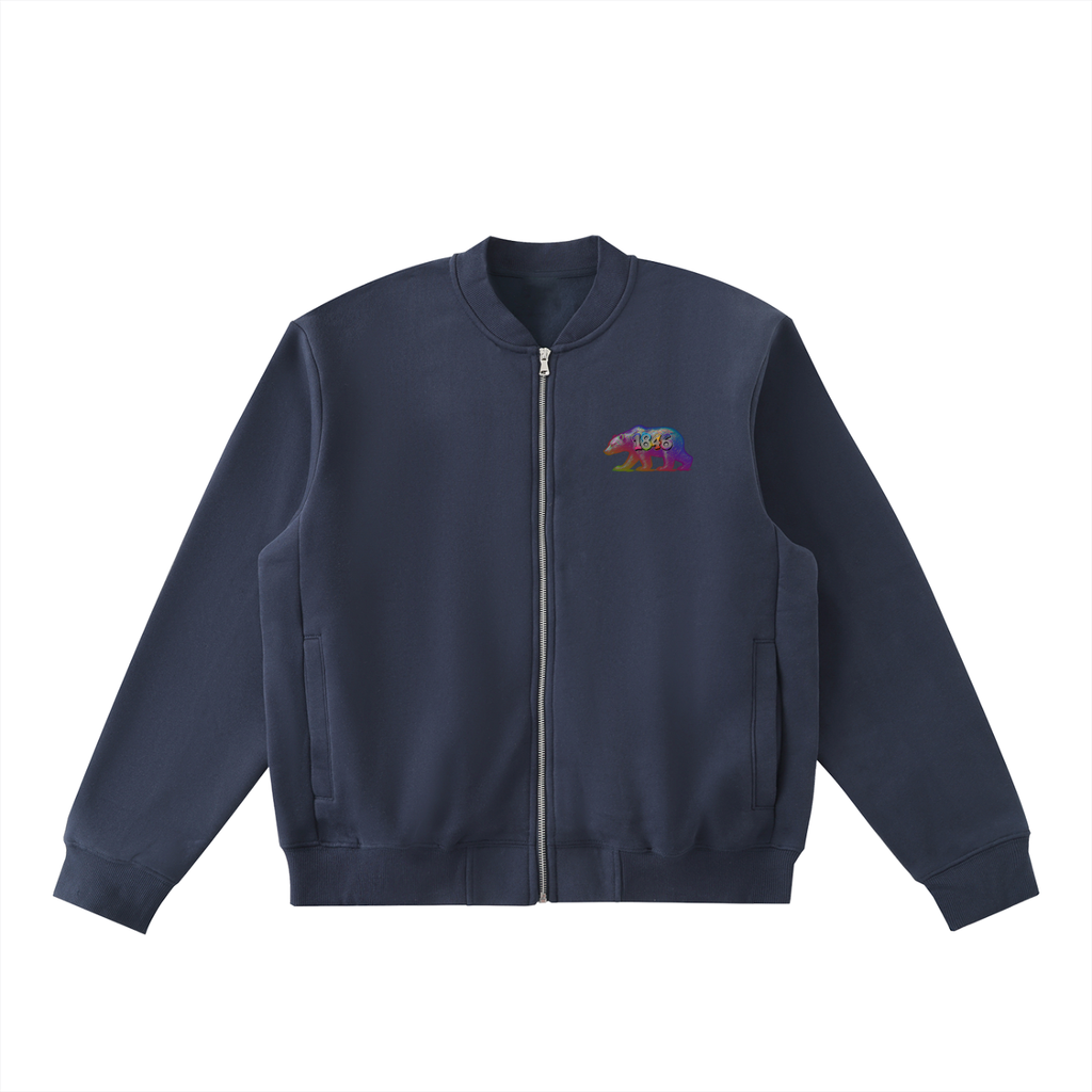 Essential Zip-Up Fleeced Varsity Jacket