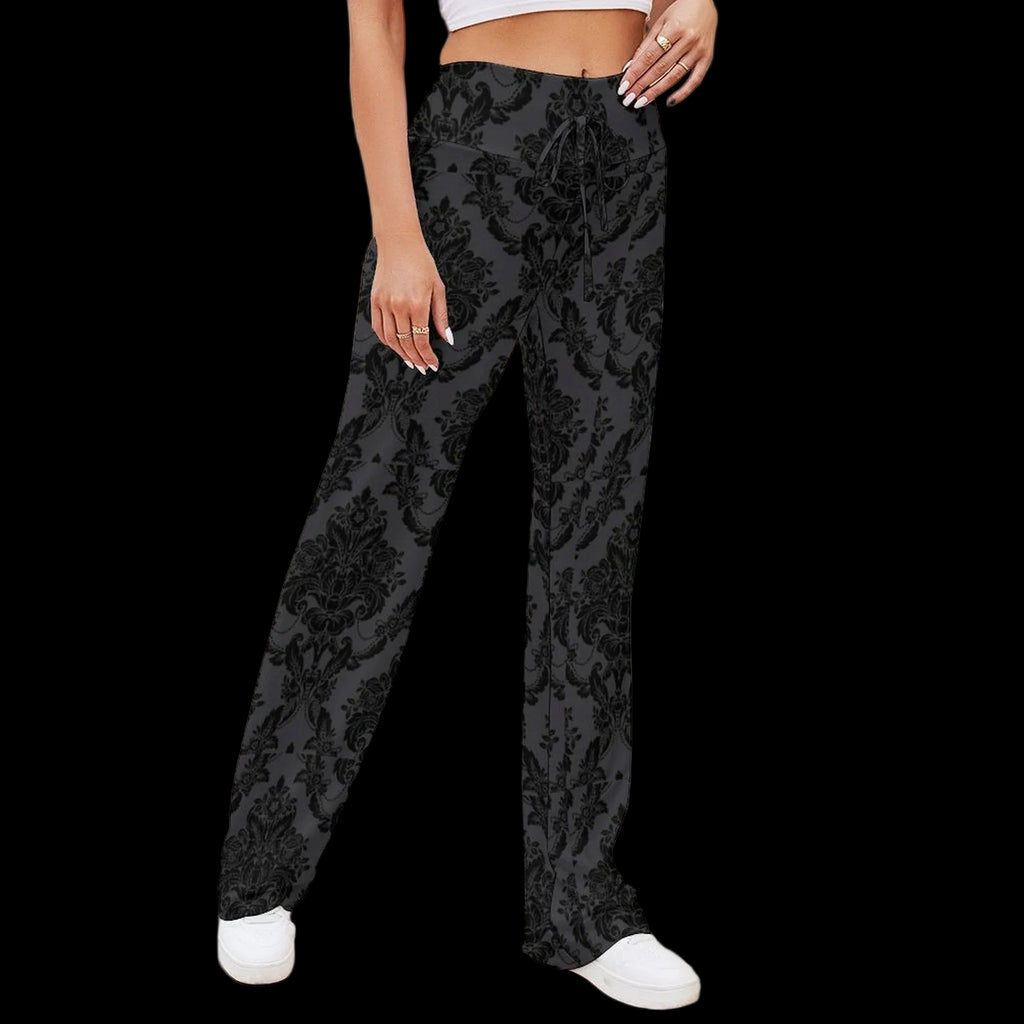 Damask Charcoal Women's Straight-leg Pants