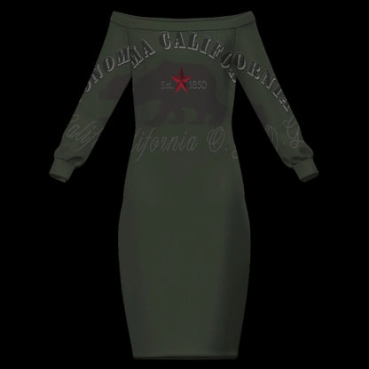 Sonoma Cali Bear Off-the-Shoulder Long Sleeve Dress - Dresses from Artsadd