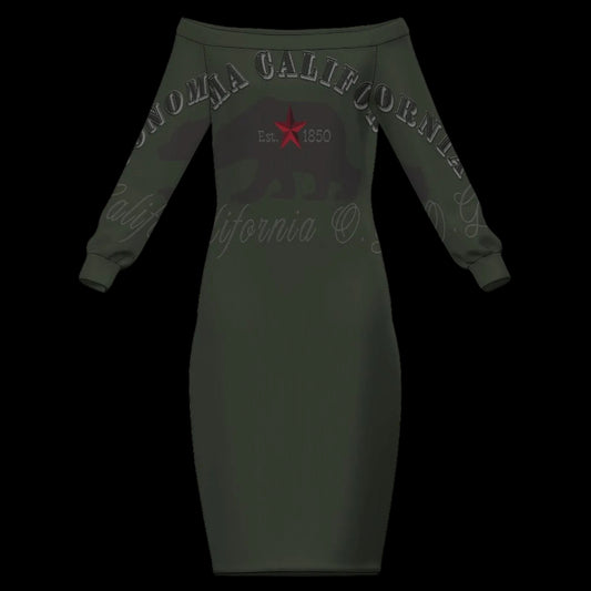 Sonoma Cali Bear Off-the-Shoulder Long Sleeve Dress - Dresses from Artsadd