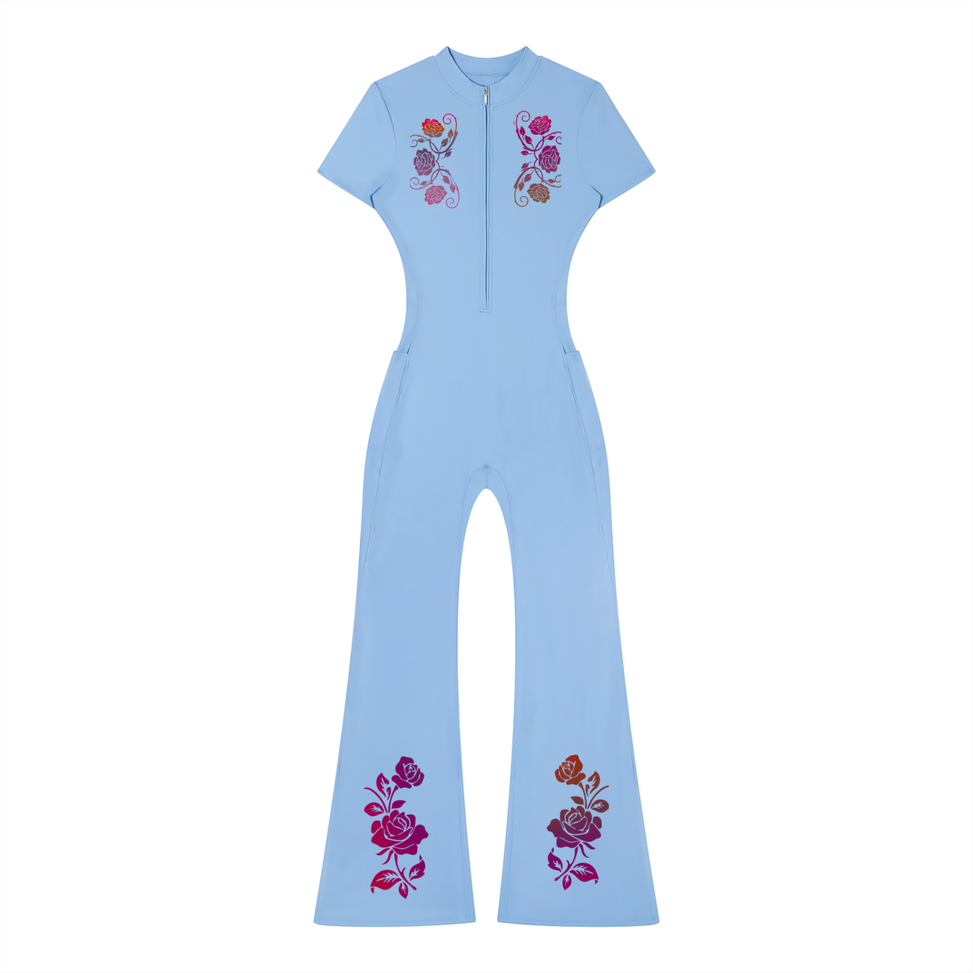 Women’s Tight Flared Leg Quarter-Zip Jumpsuit