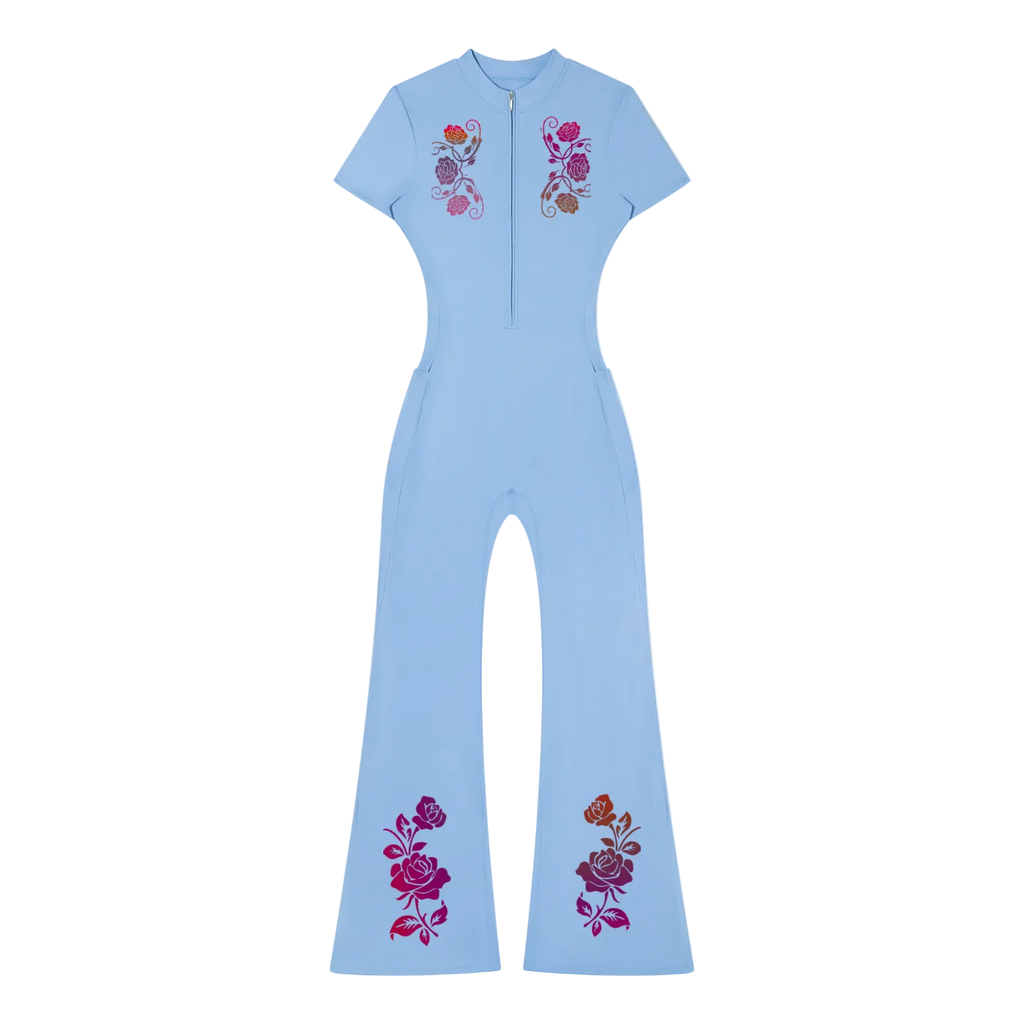 Women’s Tight Flared Leg Quarter-Zip Jumpsuit