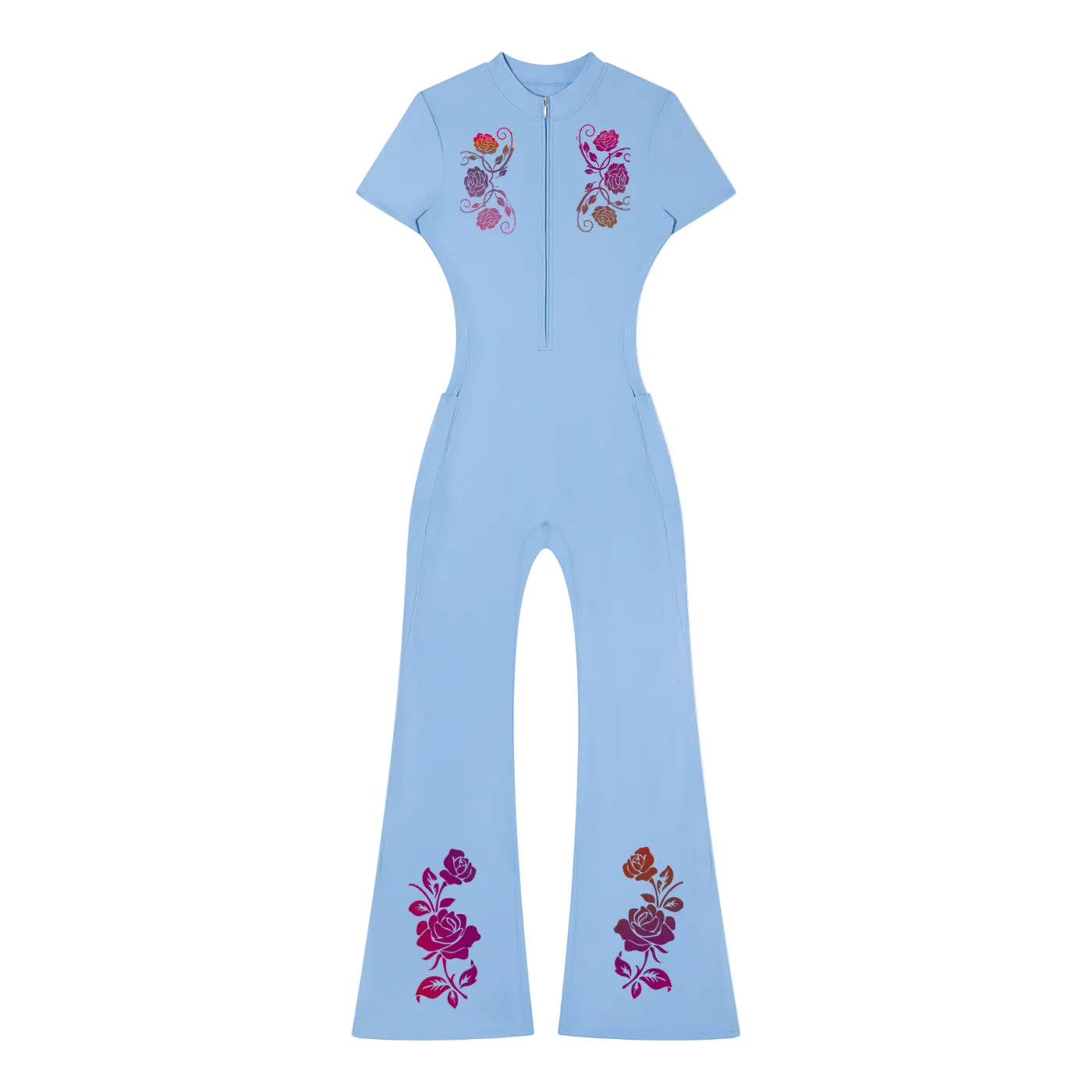 Women’s Tight Flared Leg Quarter-Zip Jumpsuit