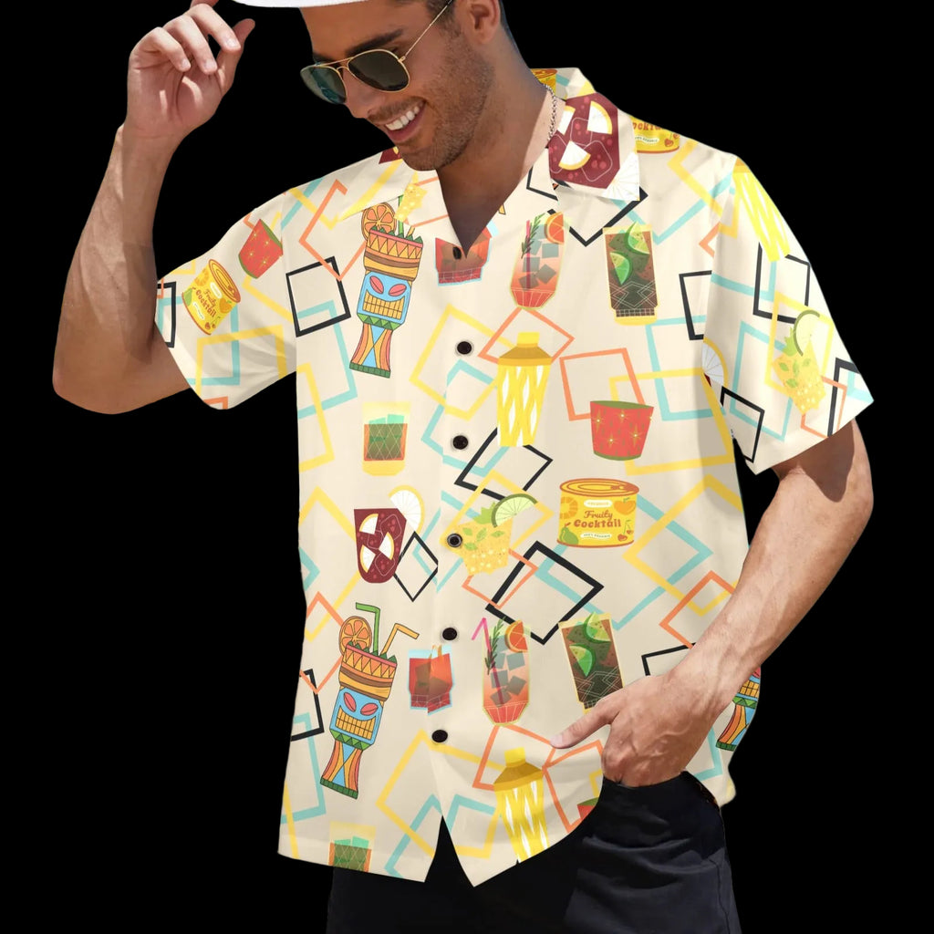 Tiki Cocktails Men's All Over Print Hawaiian Shirt