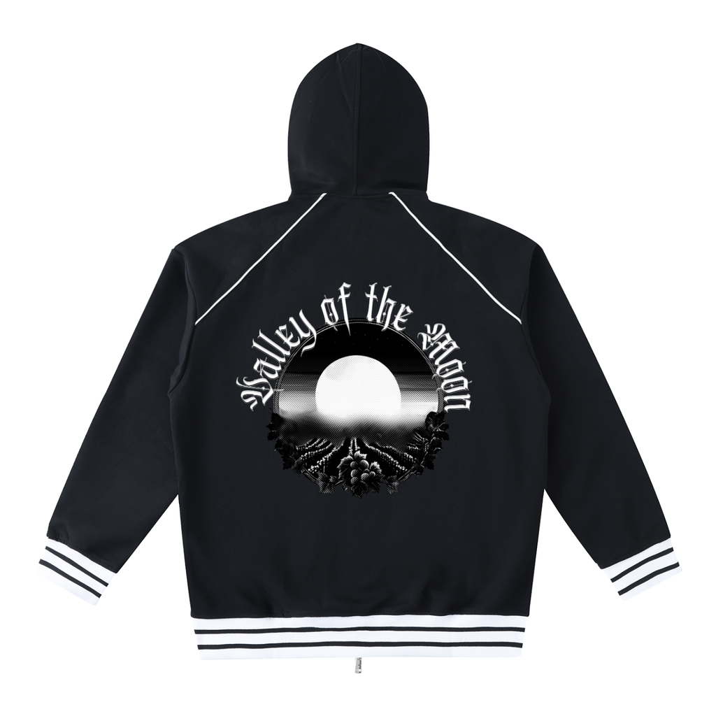 Striped Trim Zip-Up Hoodie