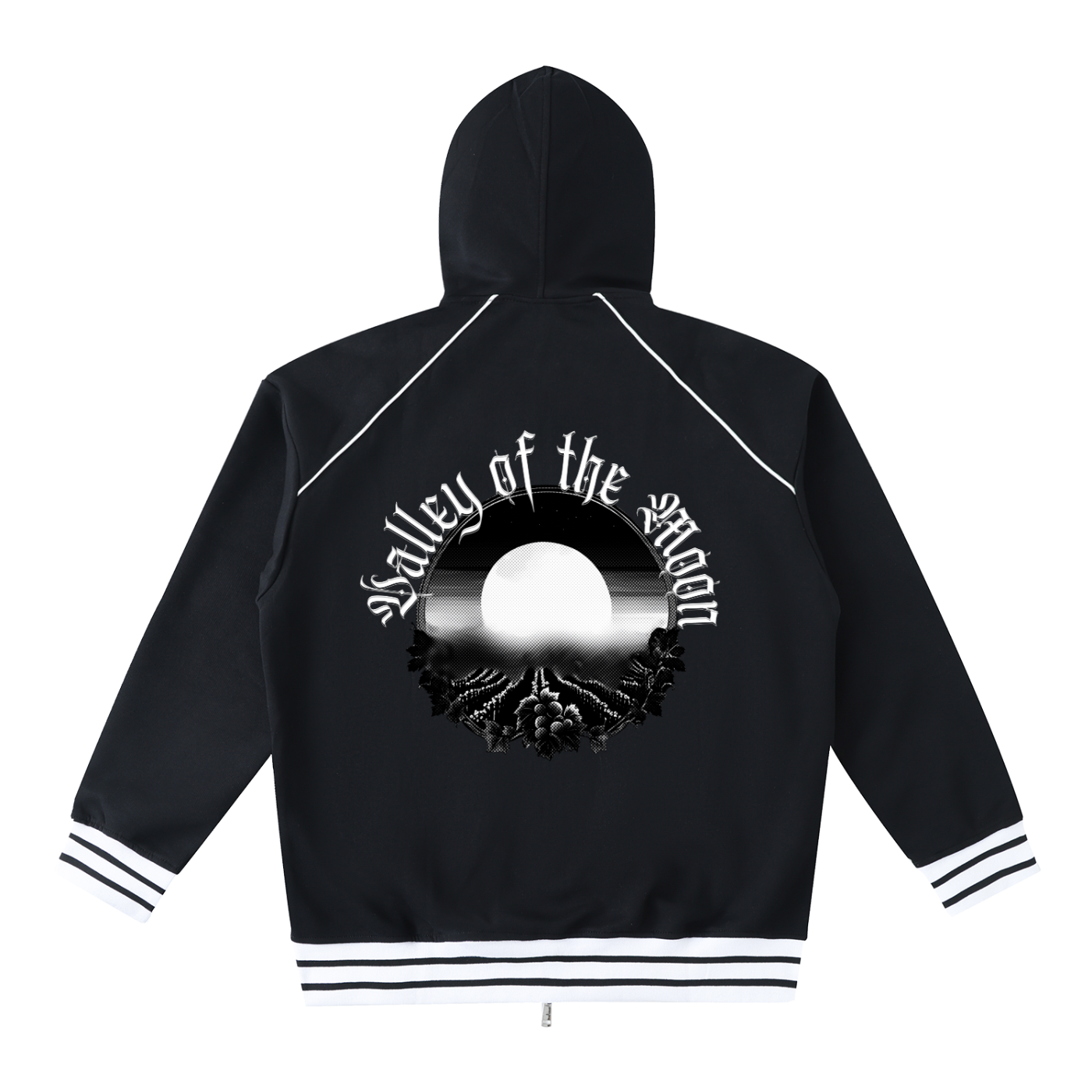 Striped Trim Zip-Up Hoodie