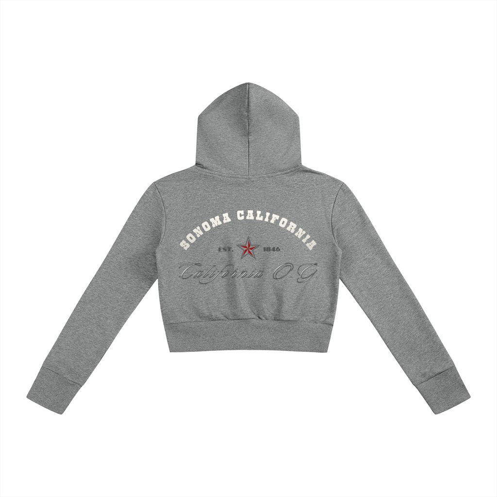 California O.G. Collegiate Women’s Slim Crop Full Zip Hoodie