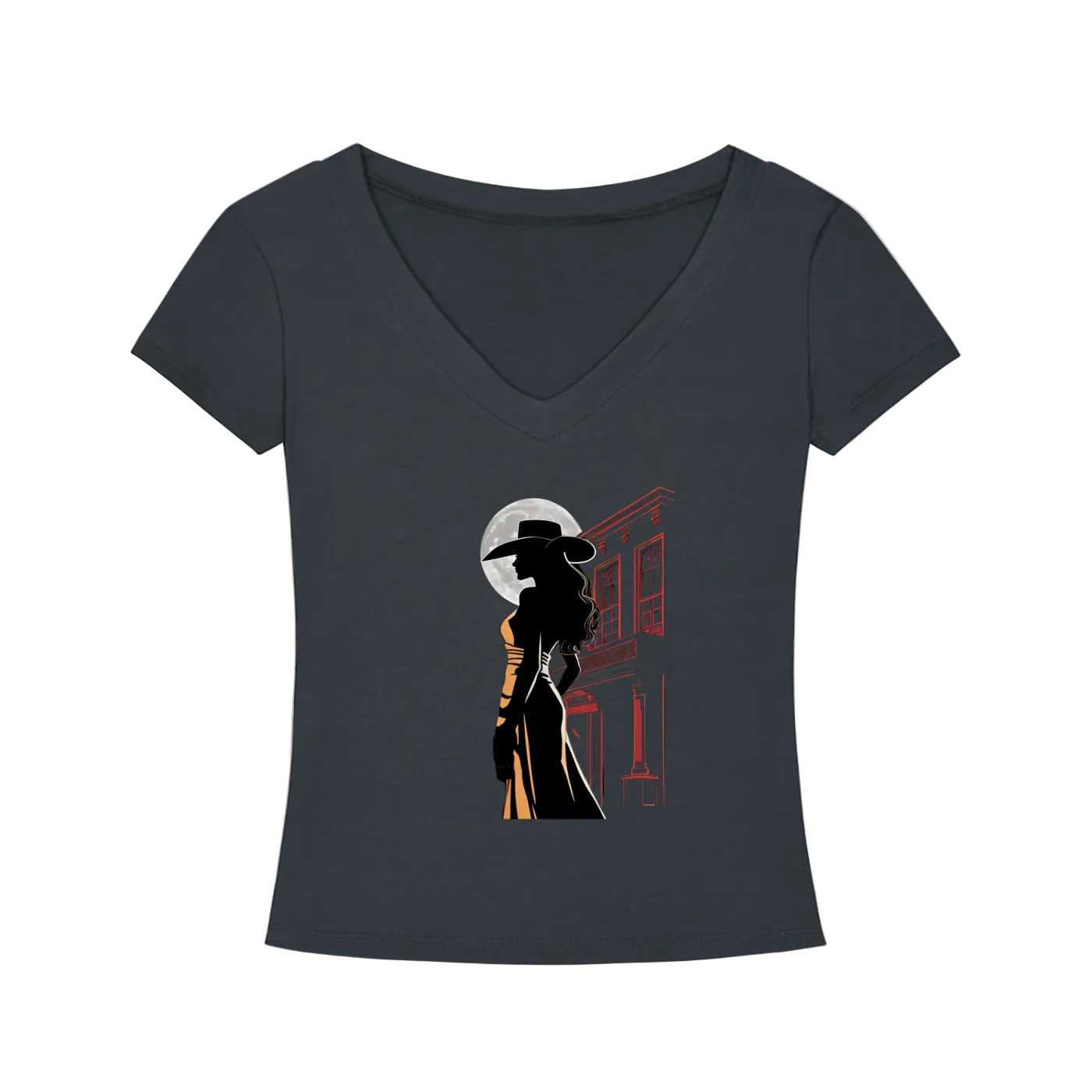 Saloon Silhouette V-Neck T-Shirt