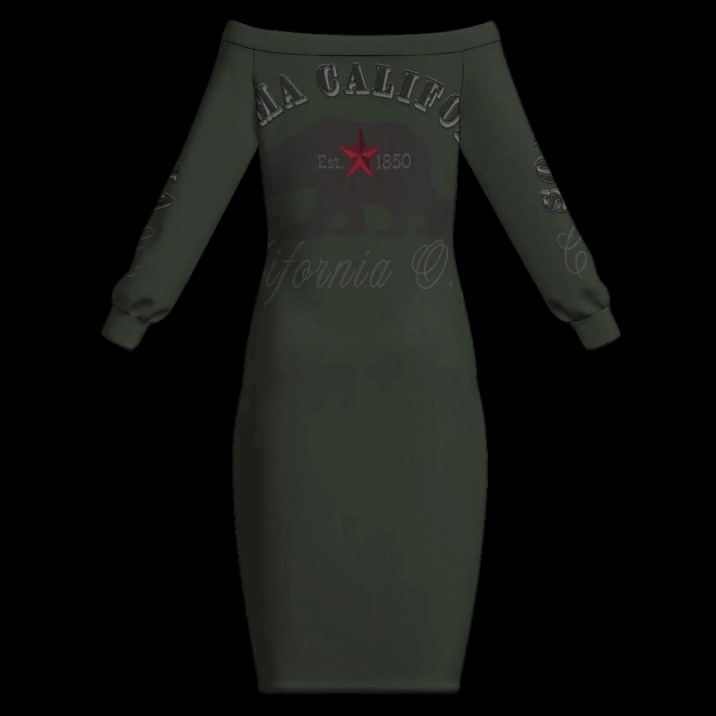 Sonoma Cali Bear Off-the-Shoulder Long Sleeve Dress - Dresses from Artsadd