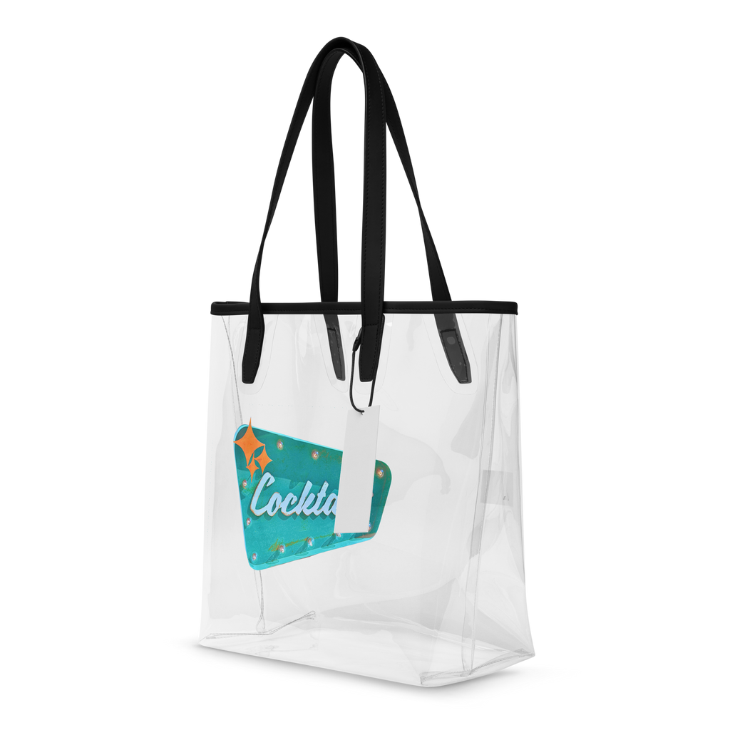 VINTAGE COCKTAILS CLEAR TOTE BAG - Tote Bags from Sonoma Rebel
