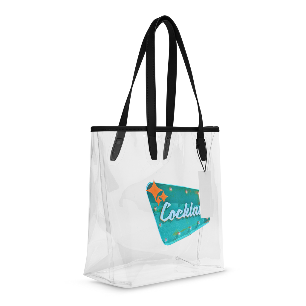VINTAGE COCKTAILS CLEAR TOTE BAG - Tote Bags from Sonoma Rebel