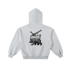 Contrast-Stitched Boxy Fleece Zip Hoodie