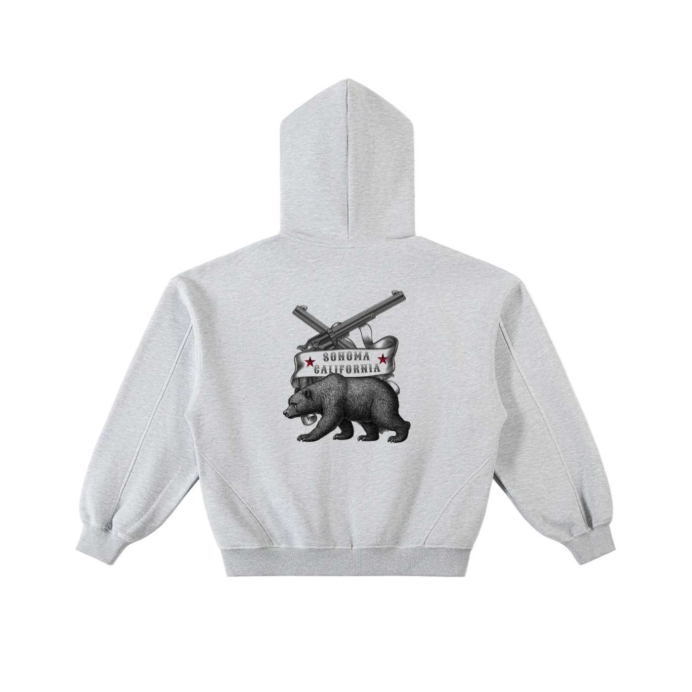 Contrast-Stitched Boxy Fleece Zip Hoodie