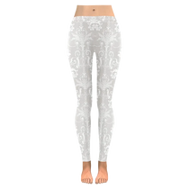 Pearl White Damask Women's Low Rise Leggings
