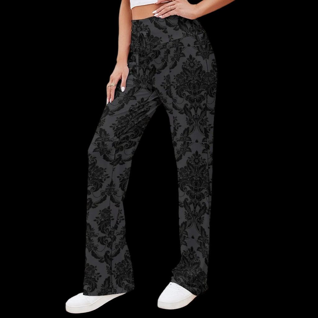 Damask Charcoal Women's Straight-leg Pants
