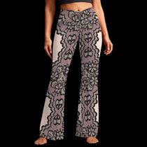Lace Crochet Print High Waist Flare Leggings