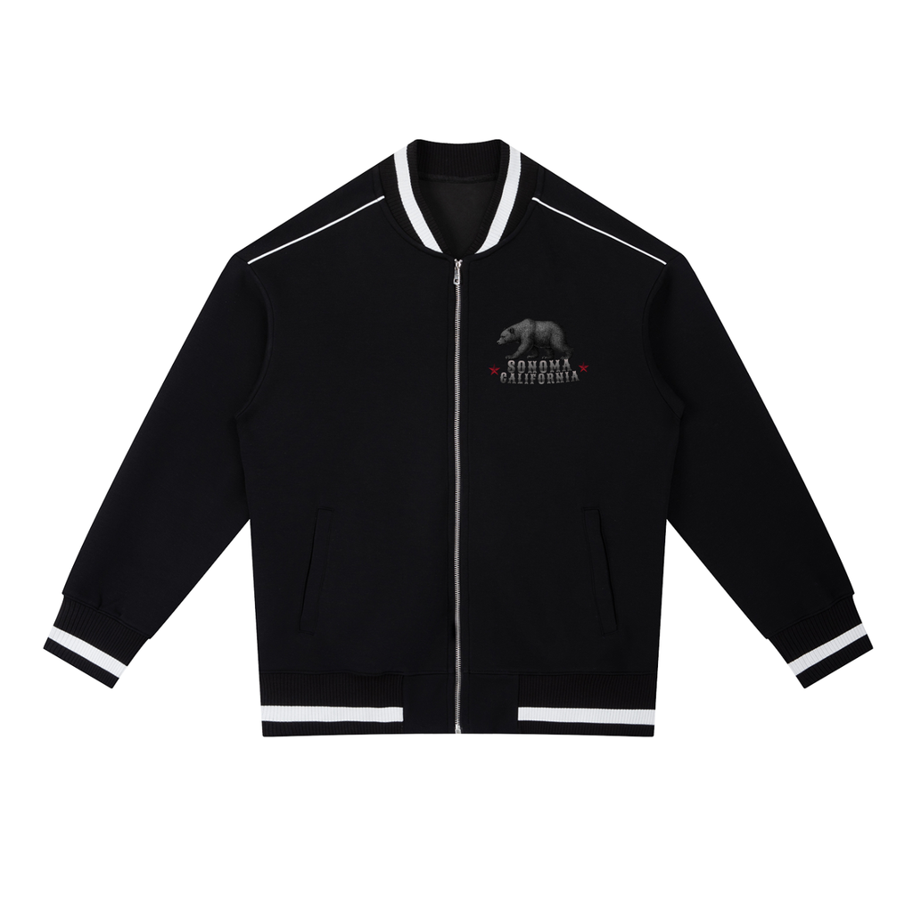 Contrast Piping Zip Bomber Jacket